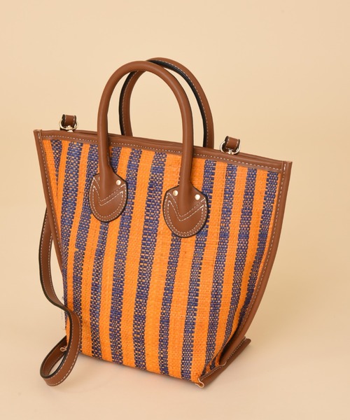 INTERPLANET（インタープラネット）の「ラフィアバッグ（かごバッグ・レディース・ピンク/ネイビー/ブルー・フリー）」の3枚目の写真