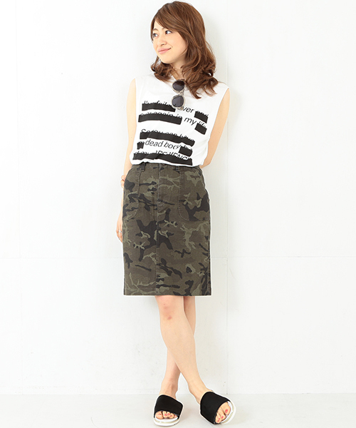 Ray BEAMS(レイビームス)の「Ray BEAMS / カモフラ ストレッチ タイトスカート(スカート・レディース・オリーブ・0/1)」の21枚目の写真