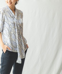 NARACAMICIE | サテンフラワー半袖ボウタイブラウス(シャツ/ブラウス)