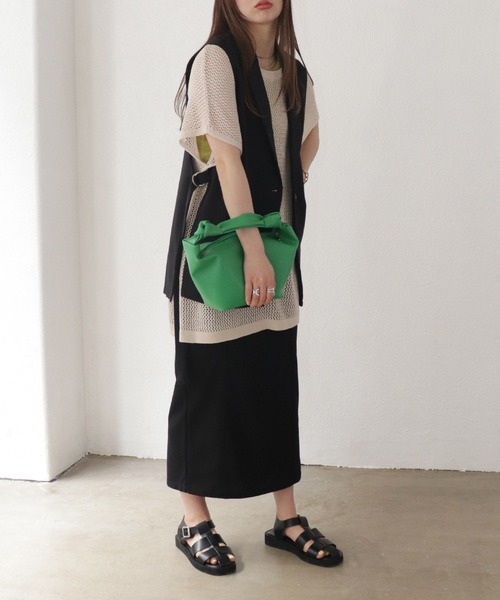 Shelly island(シェリーアイランド)の「メッシュ編みプルオーバー/フィッシュネットトップス(ニット/セーター・レディース・チャコールグレー/ベージュ/モカ・FREE)」の14枚目の写真