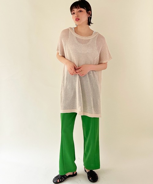 Shelly island(シェリーアイランド)の「メッシュ編みプルオーバー/フィッシュネットトップス(ニット/セーター・レディース・チャコールグレー/ベージュ/モカ・FREE)」の18枚目の写真