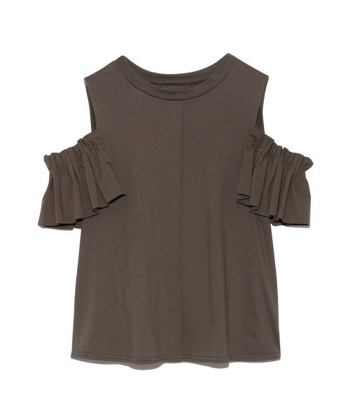 FRAY I.D（フレイアイディー）の「フリルスリーブカットトップス（シャツ/ブラウス・レディース・モカ/ホワイト/ブラック・FREE）」の3枚目の写真