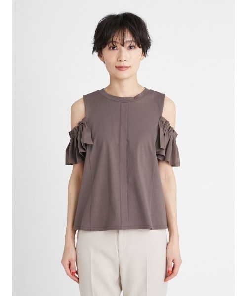 FRAY I.D（フレイアイディー）の「フリルスリーブカットトップス（シャツ/ブラウス・レディース・モカ/ホワイト/ブラック・FREE）」の4枚目の写真