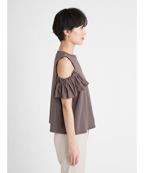 FRAY I.D（フレイアイディー）の「フリルスリーブカットトップス（シャツ/ブラウス・レディース・モカ/ホワイト/ブラック・FREE）」の6枚目の写真