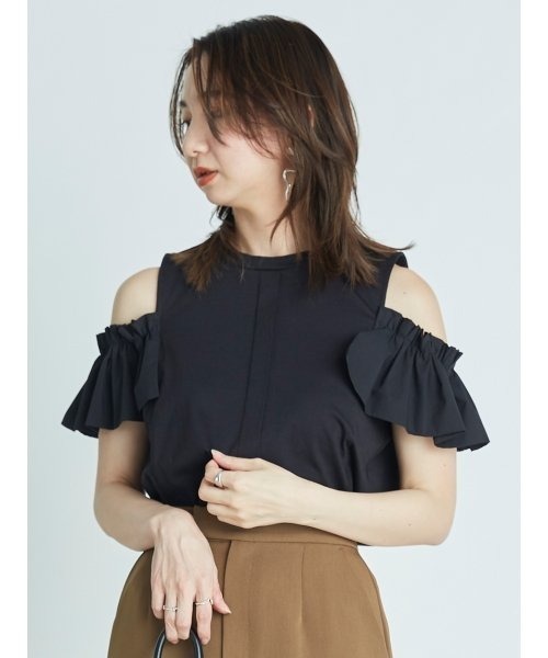 FRAY I.D（フレイアイディー）の「フリルスリーブカットトップス（シャツ/ブラウス・レディース・モカ/ホワイト/ブラック・FREE）」の18枚目の写真