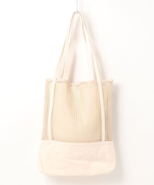Samansa Mos2 blue（サマンサモスモスブルー）の「メッシュ＆キャンバスセットトートバッグ（トートバッグ・レディース・キナリ/ベージュ/モカ・ﾌﾘ-）」の6枚目の写真