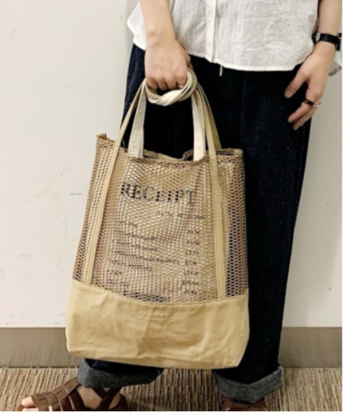 Samansa Mos2 blue（サマンサモスモスブルー）の「メッシュ＆キャンバスセットトートバッグ（トートバッグ・レディース・キナリ/ベージュ/モカ・ﾌﾘ-）」の3枚目の写真