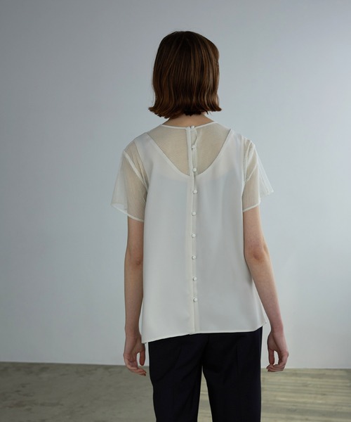 UNITED TOKYO（ユナイテッドトウキョウ）の「チェッカーメッシュブラウス（シャツ/ブラウス・レディース・ホワイト/ブラック/グリーン・FREE）」の8枚目の写真