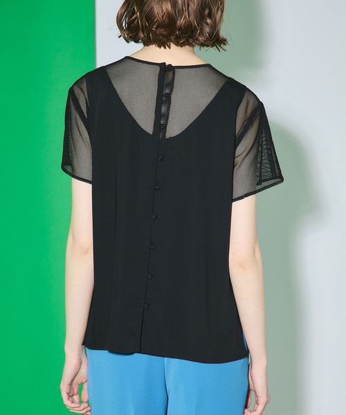 UNITED TOKYO（ユナイテッドトウキョウ）の「チェッカーメッシュブラウス（シャツ/ブラウス・レディース・ホワイト/ブラック/グリーン・FREE）」の15枚目の写真