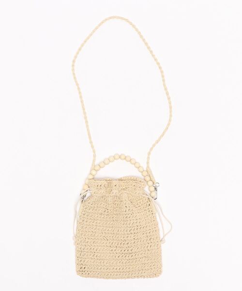 KOBE LETTUCE(コウベレタス)の「ウッドハンドル巾着ショルダーバッグ(ショルダーバッグ・レディース・グリーン/グレイッシュベージュ/ピンク/ライトベージュ・FREE)」の7枚目の写真