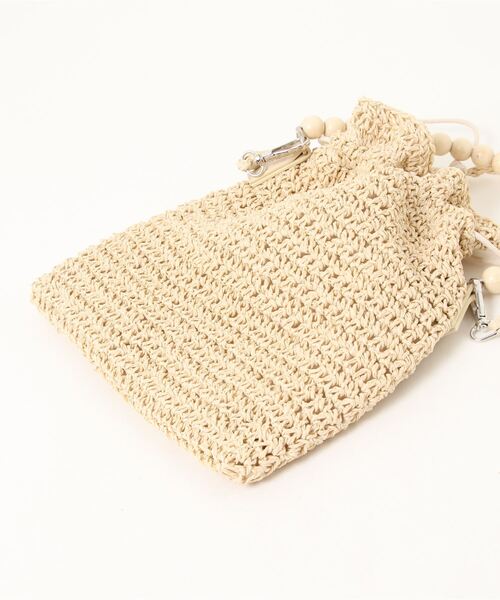 KOBE LETTUCE(コウベレタス)の「ウッドハンドル巾着ショルダーバッグ(ショルダーバッグ・レディース・グリーン/グレイッシュベージュ/ピンク/ライトベージュ・FREE)」の6枚目の写真