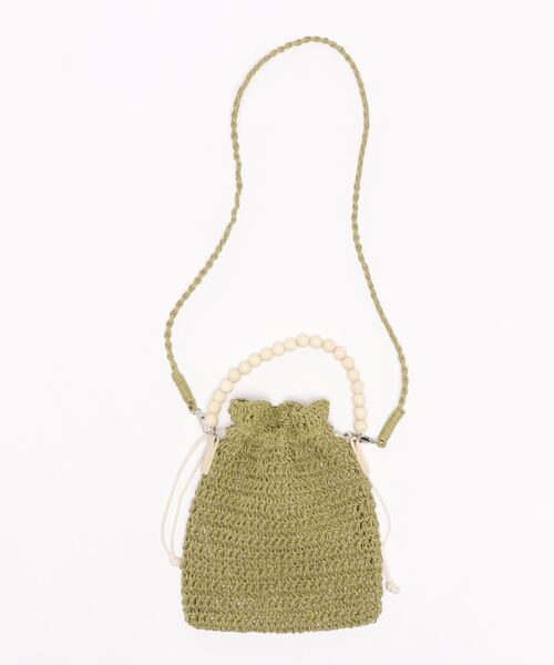 KOBE LETTUCE(コウベレタス)の「ウッドハンドル巾着ショルダーバッグ(ショルダーバッグ・レディース・グリーン/グレイッシュベージュ/ピンク/ライトベージュ・FREE)」の16枚目の写真