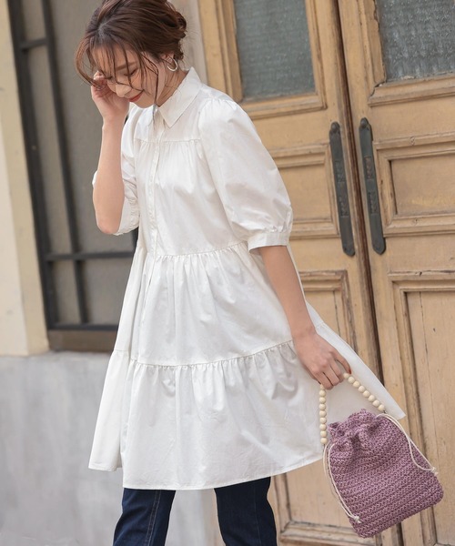 KOBE LETTUCE(コウベレタス)の「ウッドハンドル巾着ショルダーバッグ(ショルダーバッグ・レディース・グリーン/グレイッシュベージュ/ピンク/ライトベージュ・FREE)」の9枚目の写真