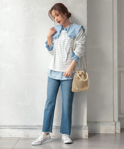 KOBE LETTUCE(コウベレタス)の「ウッドハンドル巾着ショルダーバッグ(ショルダーバッグ・レディース・グリーン/グレイッシュベージュ/ピンク/ライトベージュ・FREE)」の13枚目の写真