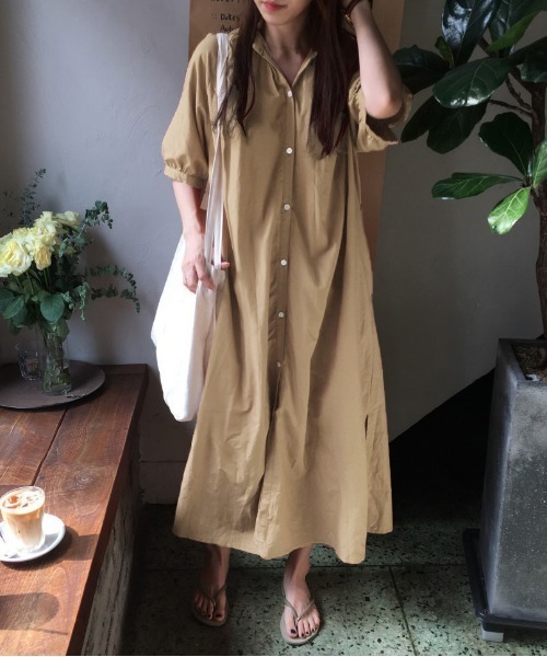 AMELY（エミリー）の「ロングシャツワンピース（ワンピース・レディース・ベージュ/ブラック/グレー系その他/ブルー系その他・C/フリー）」の3枚目の写真