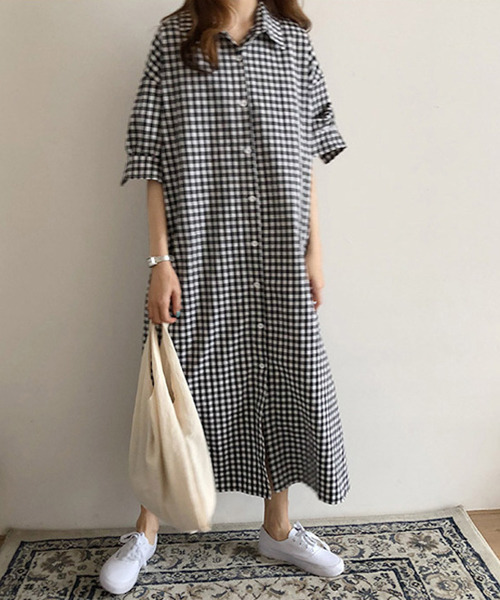 AMELY（エミリー）の「ロングシャツワンピース（ワンピース・レディース・ベージュ/ブラック/グレー系その他/ブルー系その他・C/フリー）」の5枚目の写真