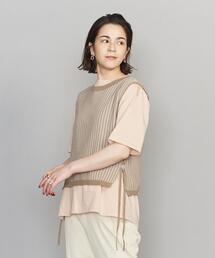 BEAUTY&YOUTH UNITED ARROWS | BY ストライプジャカードレースアップノースリーブニット -ウォッシャブル-(ニット/セーター)