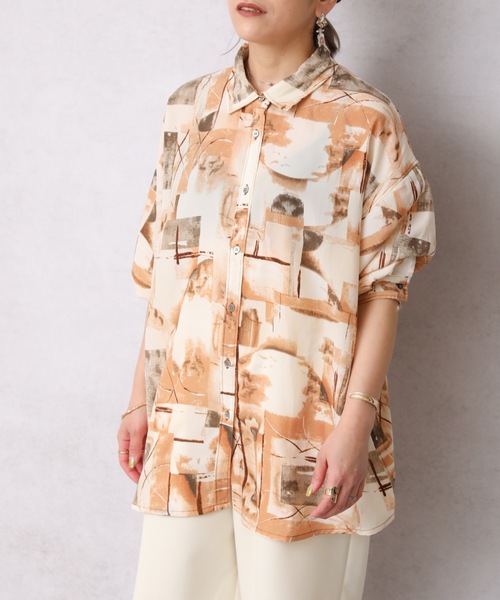 ap retro(アプレトロ)の「ニュアンス柄シャツ【ZOZO限定アイテム】(シャツ/ブラウス・レディース・イエロー/グレイッシュベージュ/ベージュ/グリーン・FREE)」の15枚目の写真