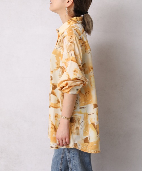 ap retro(アプレトロ)の「ニュアンス柄シャツ【ZOZO限定アイテム】(シャツ/ブラウス・レディース・イエロー/グレイッシュベージュ/ベージュ/グリーン・FREE)」の12枚目の写真