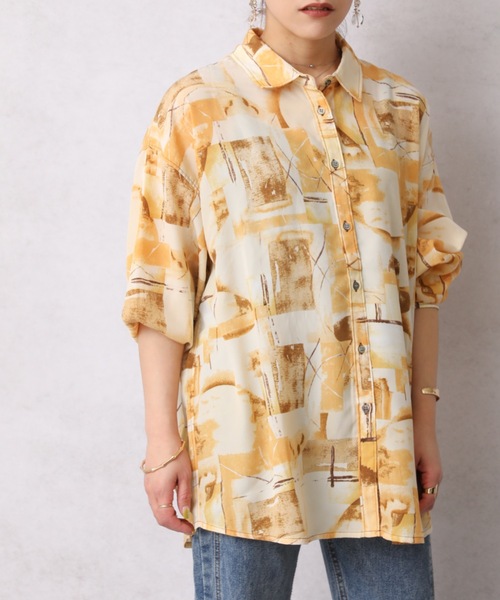 ap retro(アプレトロ)の「ニュアンス柄シャツ【ZOZO限定アイテム】(シャツ/ブラウス・レディース・イエロー/グレイッシュベージュ/ベージュ/グリーン・FREE)」の21枚目の写真