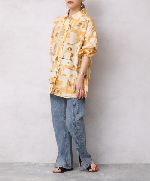 ap retro(アプレトロ)の「ニュアンス柄シャツ【ZOZO限定アイテム】(シャツ/ブラウス・レディース・イエロー/グレイッシュベージュ/ベージュ/グリーン・FREE)」の13枚目の写真