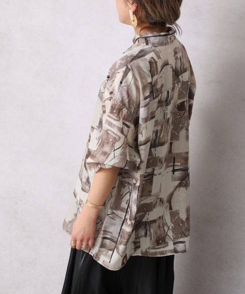 ap retro(アプレトロ)の「ニュアンス柄シャツ【ZOZO限定アイテム】(シャツ/ブラウス・レディース・イエロー/グレイッシュベージュ/ベージュ/グリーン・FREE)」の8枚目の写真
