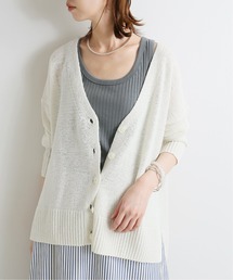 IENA | 麻混テープヤーン Vネックカーディガン◆(ニット/セーター)