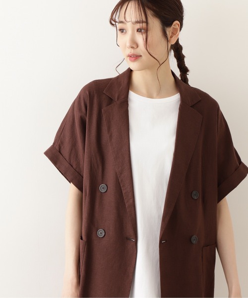 NATURAL BEAUTY BASIC（ナチュラルビューティーベーシック）の「リネン混リラックステーラードジャケット/0171255670（テーラードジャケット・レディース・ブラウン/ベージュ・SMALL/MEDIUM）」の2枚目の写真