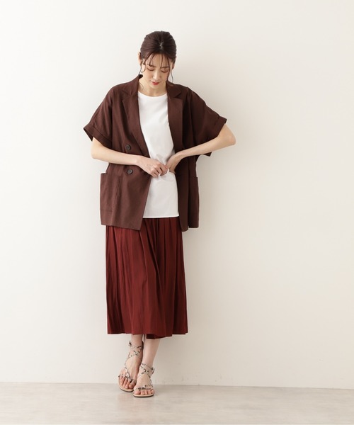 NATURAL BEAUTY BASIC（ナチュラルビューティーベーシック）の「リネン混リラックステーラードジャケット/0171255670（テーラードジャケット・レディース・ブラウン/ベージュ・SMALL/MEDIUM）」の3枚目の写真