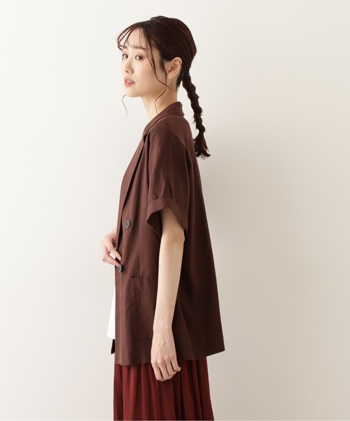 NATURAL BEAUTY BASIC（ナチュラルビューティーベーシック）の「リネン混リラックステーラードジャケット/0171255670（テーラードジャケット・レディース・ブラウン/ベージュ・SMALL/MEDIUM）」の7枚目の写真