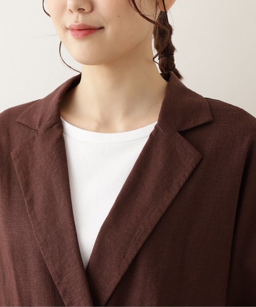 NATURAL BEAUTY BASIC（ナチュラルビューティーベーシック）の「リネン混リラックステーラードジャケット/0171255670（テーラードジャケット・レディース・ブラウン/ベージュ・SMALL/MEDIUM）」の8枚目の写真