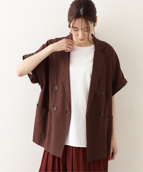 NATURAL BEAUTY BASIC（ナチュラルビューティーベーシック）の「リネン混リラックステーラードジャケット/0171255670（テーラードジャケット・レディース・ブラウン/ベージュ・SMALL/MEDIUM）」の5枚目の写真