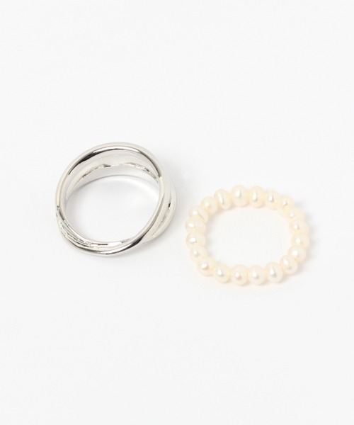 niko and...（ニコアンド）の「パールメタル2セットリング（リング・レディース・イエロー/グレー・0）」の3枚目の写真