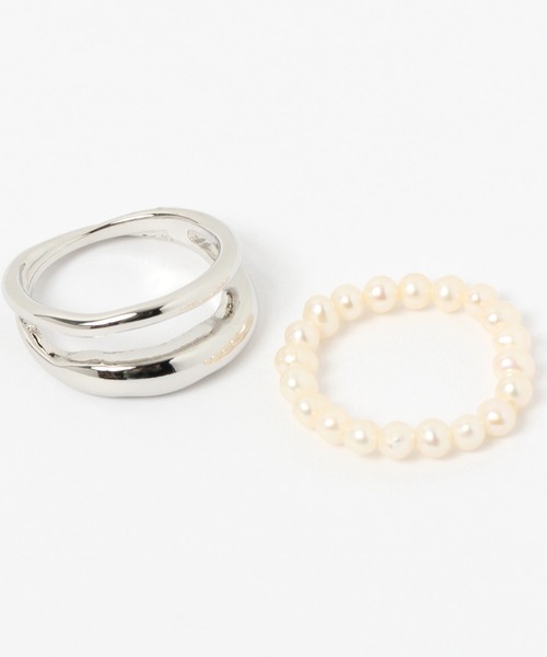 niko and...（ニコアンド）の「パールメタル2セットリング（リング・レディース・イエロー/グレー・0）」の5枚目の写真