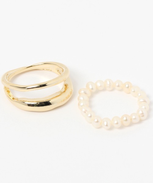 niko and...（ニコアンド）の「パールメタル2セットリング（リング・レディース・イエロー/グレー・0）」の4枚目の写真