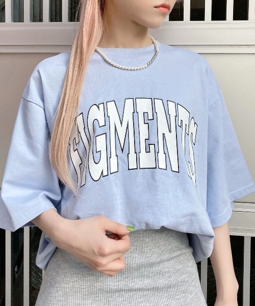 Figments（フィグメンツ）の「カレッジロゴTシャツ（Tシャツ/カットソー・レディース・ブラック/グレー/カーキ/ブルー・S/M/MEDIUM/SMALL）」の4枚目の写真