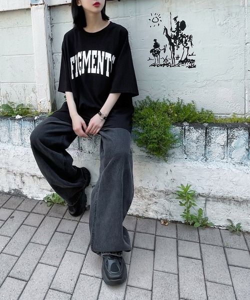 Figments（フィグメンツ）の「カレッジロゴTシャツ（Tシャツ/カットソー・レディース・ブラック/グレー/カーキ/ブルー・S/M/MEDIUM/SMALL）」の10枚目の写真