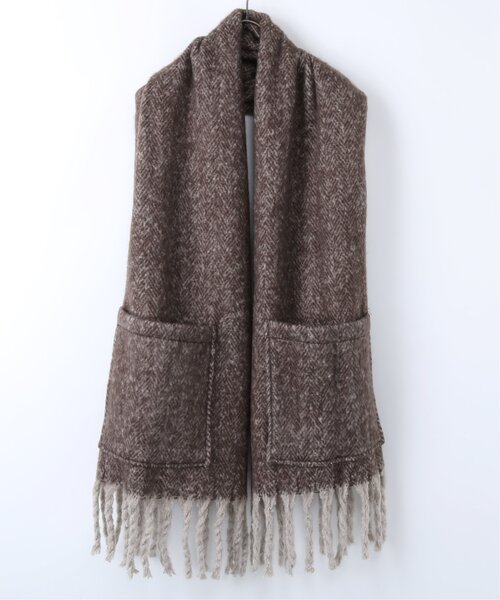 frames RAY CASSIN（フレームスレイカズン）の「ツイード柄2WAY大判ストール（ストール/ショール・レディース・ブラック/ブラウン・FREE）」の4枚目の写真