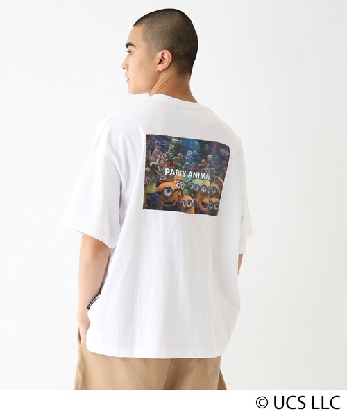 MINIONS（ミニオンズ）の「◆MINION ミニオン / バックプリント  コットン半袖Tシャツ（Tシャツ/カットソー・メンズ・アイボリー/ブラック/ベージュ・02/03/04）」の2枚目の写真