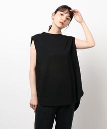 Samansa Mos2 blue | 鹿の子ノースリチュニック(Tシャツ/カットソー)