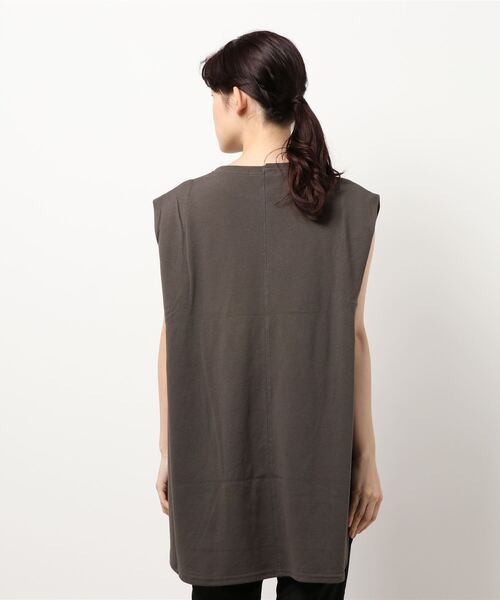 Samansa Mos2 blue（サマンサモスモスブルー）の「鹿の子ノースリチュニック（Tシャツ/カットソー・レディース・ブラック/ブラウン/ライトベージュ・ﾌﾘ-）」の4枚目の写真