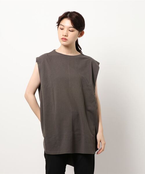 Samansa Mos2 blue（サマンサモスモスブルー）の「鹿の子ノースリチュニック（Tシャツ/カットソー・レディース・ブラック/ブラウン/ライトベージュ・ﾌﾘ-）」の8枚目の写真