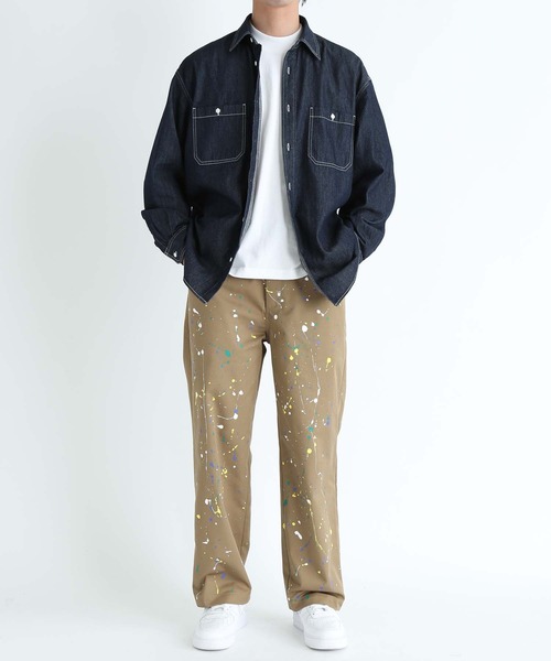 UNIVERSAL OVERALL（ユニバーサルオーバーオール）の「【UNIVERSAL OVERALL 別注】HAND PAINT WIDE TROUSERS（チノパンツ・メンズ・ベージュ/カーキ・S/L/M/XL）」の18枚目の写真