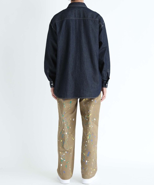 UNIVERSAL OVERALL（ユニバーサルオーバーオール）の「【UNIVERSAL OVERALL 別注】HAND PAINT WIDE TROUSERS（チノパンツ・メンズ・ベージュ/カーキ・S/L/M/XL）」の20枚目の写真
