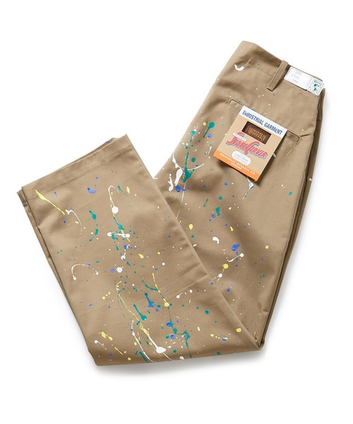 UNIVERSAL OVERALL（ユニバーサルオーバーオール）の「【UNIVERSAL OVERALL 別注】HAND PAINT WIDE TROUSERS（チノパンツ・メンズ・ベージュ/カーキ・S/L/M/XL）」の8枚目の写真