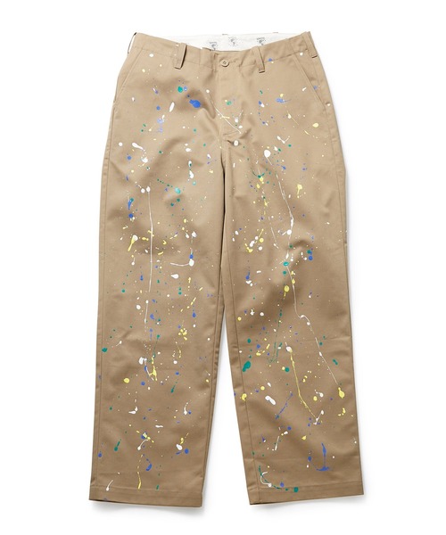 UNIVERSAL OVERALL（ユニバーサルオーバーオール）の「【UNIVERSAL OVERALL 別注】HAND PAINT WIDE TROUSERS（チノパンツ・メンズ・ベージュ/カーキ・S/L/M/XL）」の10枚目の写真