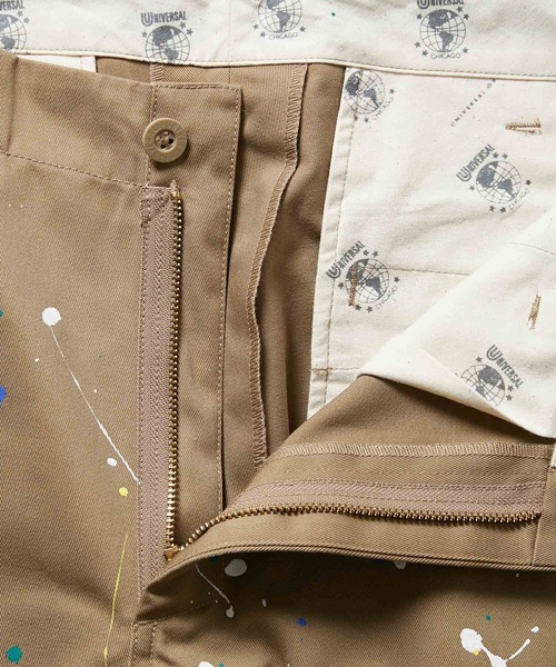 UNIVERSAL OVERALL（ユニバーサルオーバーオール）の「【UNIVERSAL OVERALL 別注】HAND PAINT WIDE TROUSERS（チノパンツ・メンズ・ベージュ/カーキ・S/L/M/XL）」の15枚目の写真