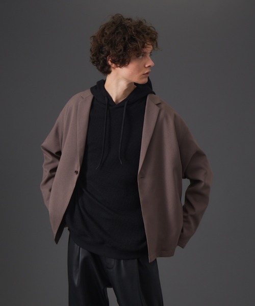 MYSELF ABAHOUSE(マイセルフアバハウス)の「【MYSELF ABAHOUSE】セットアップ対応 POLY WOOLLY TWILL ポリウーリーツイル オーバーサイズ ジャケット(テーラードジャケット・メンズ・ブラック/グレイッシュブルー/ベージュ/カーキ/グレイッシュベージュ・46/48)」の3枚目の写真