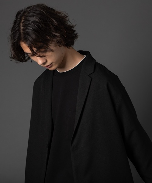 MYSELF ABAHOUSE(マイセルフアバハウス)の「【MYSELF ABAHOUSE】セットアップ対応 POLY WOOLLY TWILL ポリウーリーツイル オーバーサイズ ジャケット(テーラードジャケット・メンズ・ブラック/グレイッシュブルー/ベージュ/カーキ/グレイッシュベージュ・46/48)」の2枚目の写真
