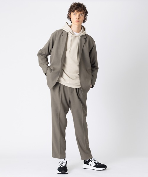 MYSELF ABAHOUSE(マイセルフアバハウス)の「【MYSELF ABAHOUSE】セットアップ対応 POLY WOOLLY TWILL ポリウーリーツイル オーバーサイズ ジャケット(テーラードジャケット・メンズ・ブラック/グレイッシュブルー/ベージュ/カーキ/グレイッシュベージュ・46/48)」の12枚目の写真